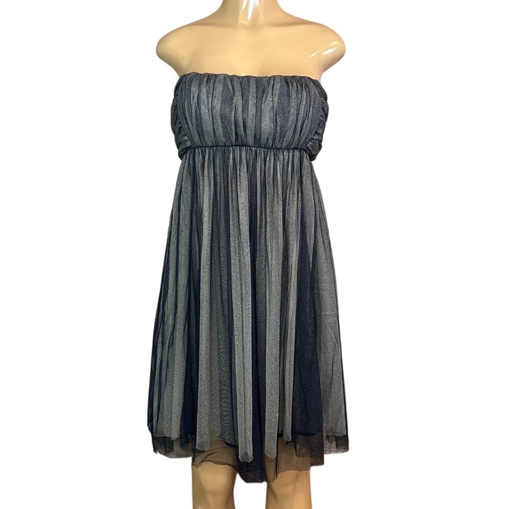 Alexia Admor Black Gold Strapless Tulle Dress Size Medium